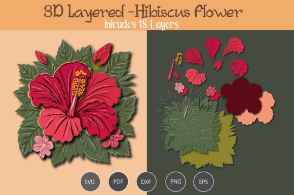 3D Layered Hibiscus Flower