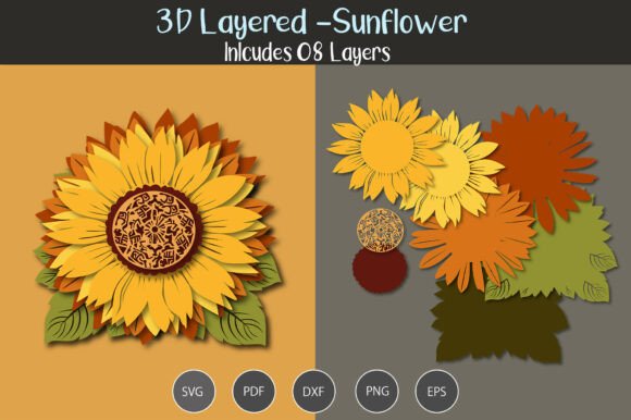 3D Layered Sunflower