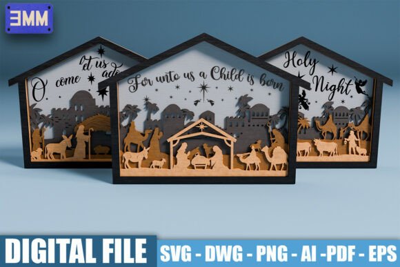3D Nativity Scene Bundle Laser Cut Files