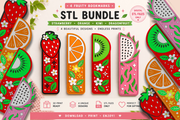 Cute 3D Printable Bookmark Files 4 Set