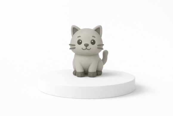 Cute Kitty Keychain 3D Model for 3D Print