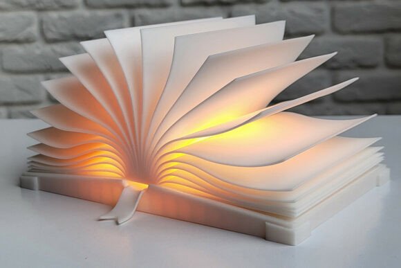 Open Book LED Night Light 3D Print