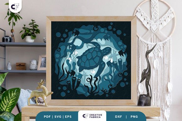 Sea Turtle 3D Shadow Box Paper Cut
